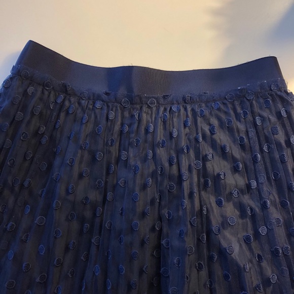 Kate Spade Navy Embroidered Tulle Pltd Midi Skirt - Picture 6 of 9